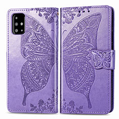 Handytasche Stand Schutzhülle Flip Leder Hülle Schmetterling für Samsung Galaxy A71 4G A715 Helles Lila
