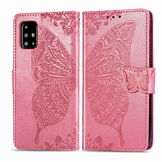 Handytasche Stand Schutzhülle Flip Leder Hülle Schmetterling für Samsung Galaxy A71 4G A715 Pink