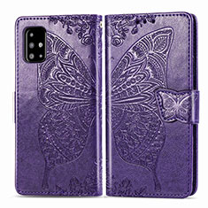 Handytasche Stand Schutzhülle Flip Leder Hülle Schmetterling für Samsung Galaxy A71 4G A715 Violett