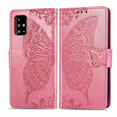 Handytasche Stand Schutzhülle Flip Leder Hülle Schmetterling für Samsung Galaxy A71 5G Pink