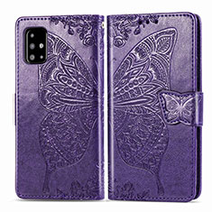 Handytasche Stand Schutzhülle Flip Leder Hülle Schmetterling für Samsung Galaxy A71 5G Violett