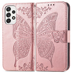 Handytasche Stand Schutzhülle Flip Leder Hülle Schmetterling für Samsung Galaxy A73 5G Rosa