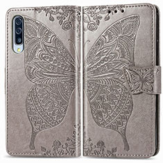 Handytasche Stand Schutzhülle Flip Leder Hülle Schmetterling für Samsung Galaxy A90 5G Grau