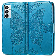 Handytasche Stand Schutzhülle Flip Leder Hülle Schmetterling für Samsung Galaxy F23 5G Blau