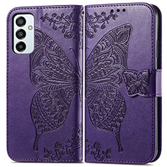 Handytasche Stand Schutzhülle Flip Leder Hülle Schmetterling für Samsung Galaxy F23 5G Violett