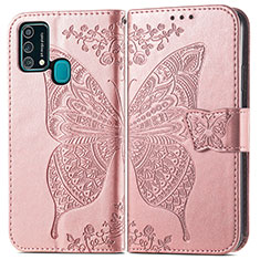 Handytasche Stand Schutzhülle Flip Leder Hülle Schmetterling für Samsung Galaxy F41 Rosa