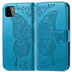 Handytasche Stand Schutzhülle Flip Leder Hülle Schmetterling für Samsung Galaxy F42 5G Blau