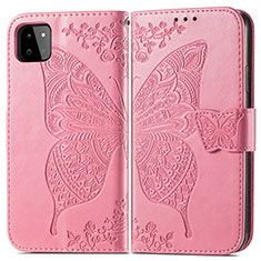 Handytasche Stand Schutzhülle Flip Leder Hülle Schmetterling für Samsung Galaxy F42 5G Pink