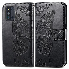 Handytasche Stand Schutzhülle Flip Leder Hülle Schmetterling für Samsung Galaxy F52 5G Schwarz