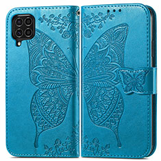 Handytasche Stand Schutzhülle Flip Leder Hülle Schmetterling für Samsung Galaxy F62 5G Blau