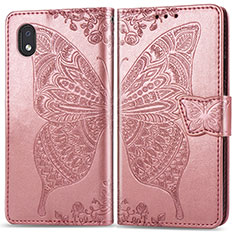 Handytasche Stand Schutzhülle Flip Leder Hülle Schmetterling für Samsung Galaxy M01 Core Rosa