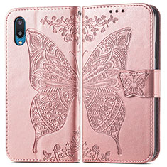 Handytasche Stand Schutzhülle Flip Leder Hülle Schmetterling für Samsung Galaxy M02 Rosa