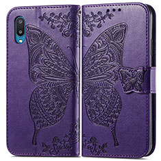 Handytasche Stand Schutzhülle Flip Leder Hülle Schmetterling für Samsung Galaxy M02 Violett