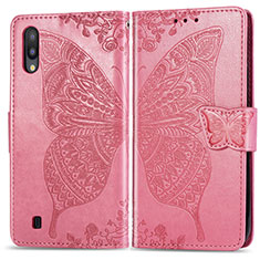 Handytasche Stand Schutzhülle Flip Leder Hülle Schmetterling für Samsung Galaxy M10 Pink