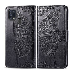 Handytasche Stand Schutzhülle Flip Leder Hülle Schmetterling für Samsung Galaxy M21s Schwarz