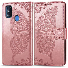 Handytasche Stand Schutzhülle Flip Leder Hülle Schmetterling für Samsung Galaxy M30s Rosa