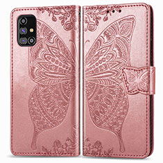 Handytasche Stand Schutzhülle Flip Leder Hülle Schmetterling für Samsung Galaxy M31s Rosa