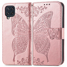 Handytasche Stand Schutzhülle Flip Leder Hülle Schmetterling für Samsung Galaxy M32 4G Rosa