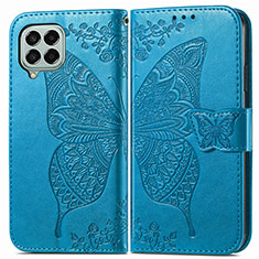 Handytasche Stand Schutzhülle Flip Leder Hülle Schmetterling für Samsung Galaxy M33 5G Blau