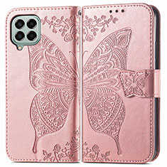 Handytasche Stand Schutzhülle Flip Leder Hülle Schmetterling für Samsung Galaxy M33 5G Rosa