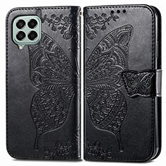 Handytasche Stand Schutzhülle Flip Leder Hülle Schmetterling für Samsung Galaxy M33 5G Schwarz