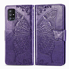 Handytasche Stand Schutzhülle Flip Leder Hülle Schmetterling für Samsung Galaxy M40S Violett