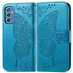 Handytasche Stand Schutzhülle Flip Leder Hülle Schmetterling für Samsung Galaxy M52 5G Blau