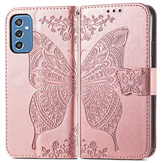 Handytasche Stand Schutzhülle Flip Leder Hülle Schmetterling für Samsung Galaxy M52 5G Rosa