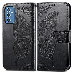 Handytasche Stand Schutzhülle Flip Leder Hülle Schmetterling für Samsung Galaxy M52 5G Schwarz