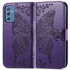 Handytasche Stand Schutzhülle Flip Leder Hülle Schmetterling für Samsung Galaxy M52 5G Violett