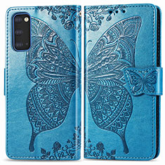 Handytasche Stand Schutzhülle Flip Leder Hülle Schmetterling für Samsung Galaxy S20 5G Blau