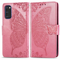 Handytasche Stand Schutzhülle Flip Leder Hülle Schmetterling für Samsung Galaxy S20 5G Pink