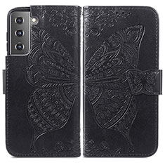 Handytasche Stand Schutzhülle Flip Leder Hülle Schmetterling für Samsung Galaxy S21 Plus 5G Schwarz