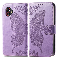 Handytasche Stand Schutzhülle Flip Leder Hülle Schmetterling für Samsung Galaxy XCover 6 Pro 5G Helles Lila