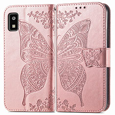 Handytasche Stand Schutzhülle Flip Leder Hülle Schmetterling für Sharp Aquos wish3 Rosegold