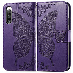 Handytasche Stand Schutzhülle Flip Leder Hülle Schmetterling für Sony Xperia 10 IV Violett