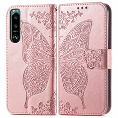 Handytasche Stand Schutzhülle Flip Leder Hülle Schmetterling für Sony Xperia 5 III Rosa