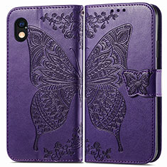 Handytasche Stand Schutzhülle Flip Leder Hülle Schmetterling für Sony Xperia Ace III SOG08 Violett