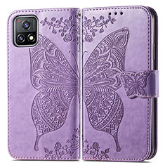 Handytasche Stand Schutzhülle Flip Leder Hülle Schmetterling für Vivo iQOO U3 5G Helles Lila