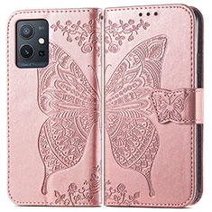 Handytasche Stand Schutzhülle Flip Leder Hülle Schmetterling für Vivo Y30 5G Rosa