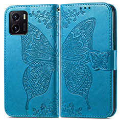 Handytasche Stand Schutzhülle Flip Leder Hülle Schmetterling für Vivo Y32t Blau