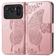 Handytasche Stand Schutzhülle Flip Leder Hülle Schmetterling für Xiaomi Mi 11 Ultra 5G Rosa