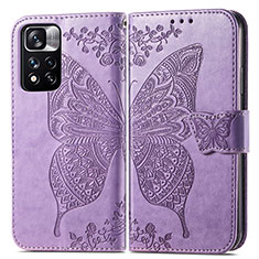 Handytasche Stand Schutzhülle Flip Leder Hülle Schmetterling für Xiaomi Mi 11i 5G (2022) Helles Lila
