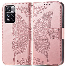 Handytasche Stand Schutzhülle Flip Leder Hülle Schmetterling für Xiaomi Mi 11i 5G (2022) Rosa