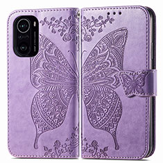 Handytasche Stand Schutzhülle Flip Leder Hülle Schmetterling für Xiaomi Mi 11i 5G Helles Lila