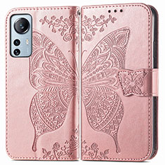 Handytasche Stand Schutzhülle Flip Leder Hülle Schmetterling für Xiaomi Mi 12 5G Rosa