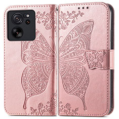 Handytasche Stand Schutzhülle Flip Leder Hülle Schmetterling für Xiaomi Mi 13T 5G Rosegold