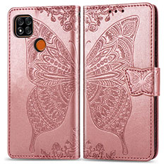 Handytasche Stand Schutzhülle Flip Leder Hülle Schmetterling für Xiaomi POCO C3 Rosa