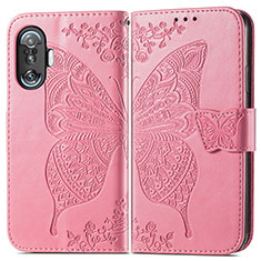 Handytasche Stand Schutzhülle Flip Leder Hülle Schmetterling für Xiaomi Poco F3 GT 5G Pink