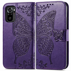 Handytasche Stand Schutzhülle Flip Leder Hülle Schmetterling für Xiaomi Poco M5S Violett